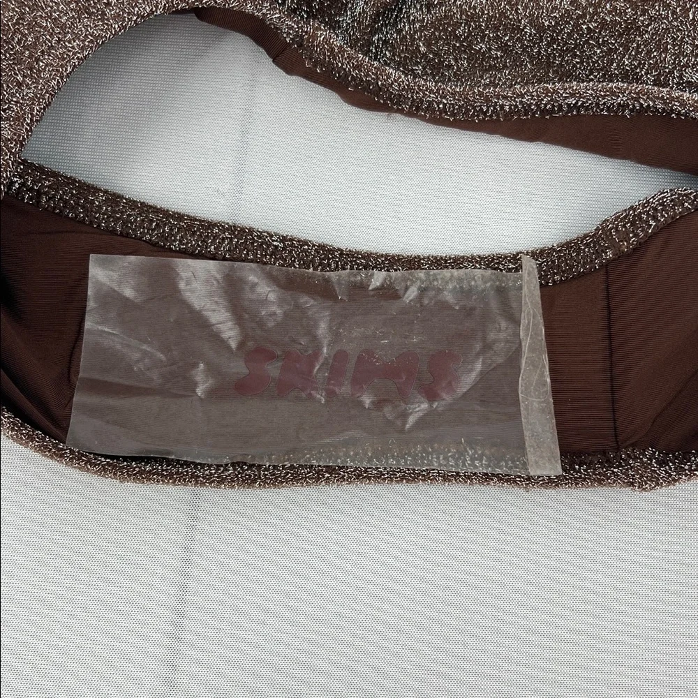NWT skims chocolate brown metallic shimmer highwaisted bikini bottoms XXS beach